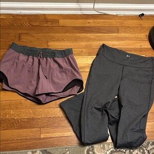 MPG mauve and grey shorts with bonus Gap fit leggings